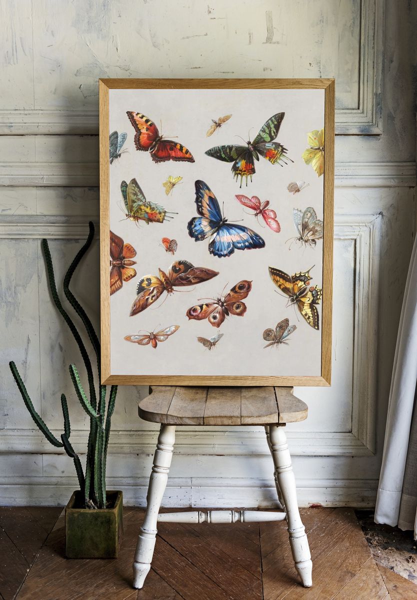 Colorful Butterflies Illustration Poster. room preview