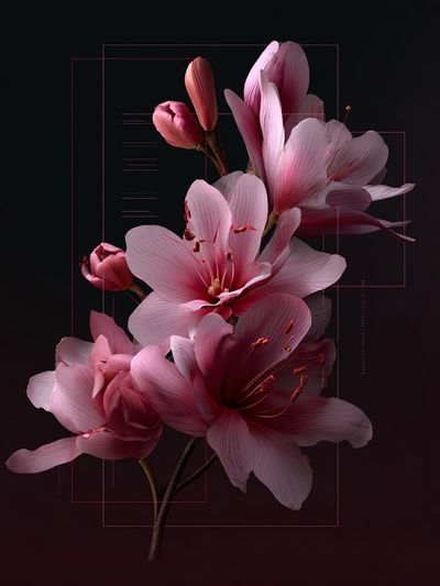 Pink Floral Illustration Poster. poster print