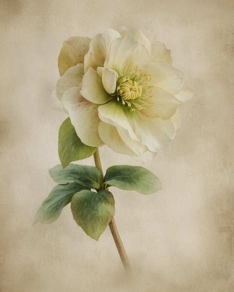 Elegant Hellebore Flower — Botanical Print. poster — botanical art