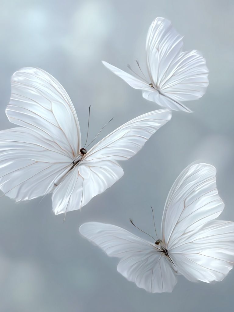 Delicate White Butterflies — Illustration Print. poster detail