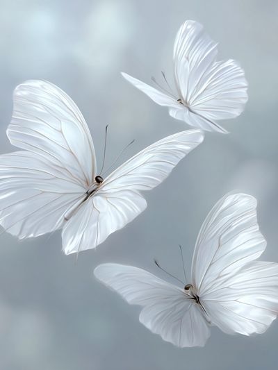 Delicate White Butterflies — Illustration Print. poster print