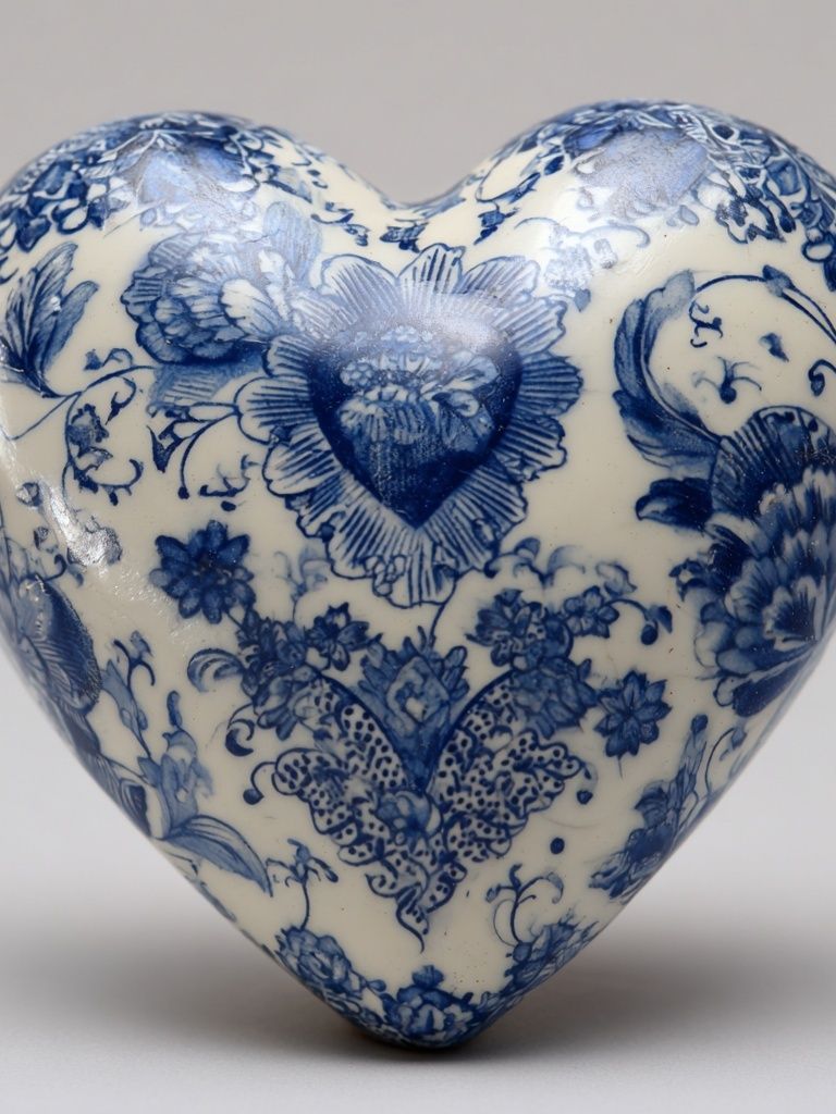 Blue Floral Heart Still Life Poster. poster — botanical art