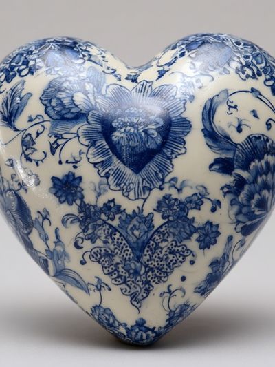 Blue Floral Heart Still Life Poster. poster print