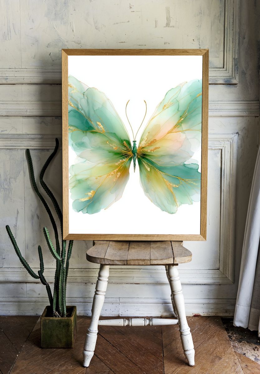 Elegant Butterfly Watercolor Poster room preview
