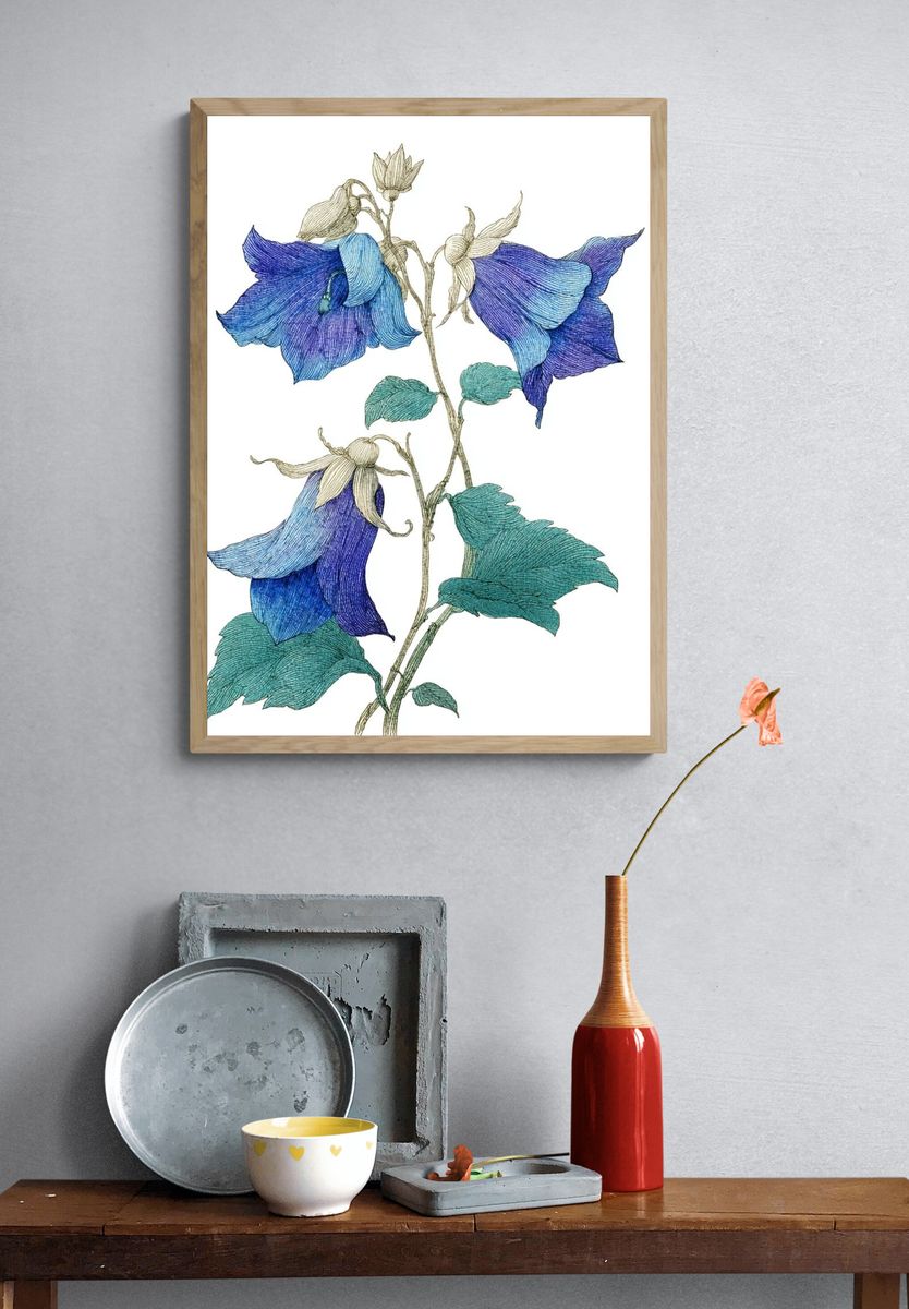 Bluebell Floral Illustration Poster. — room view 3