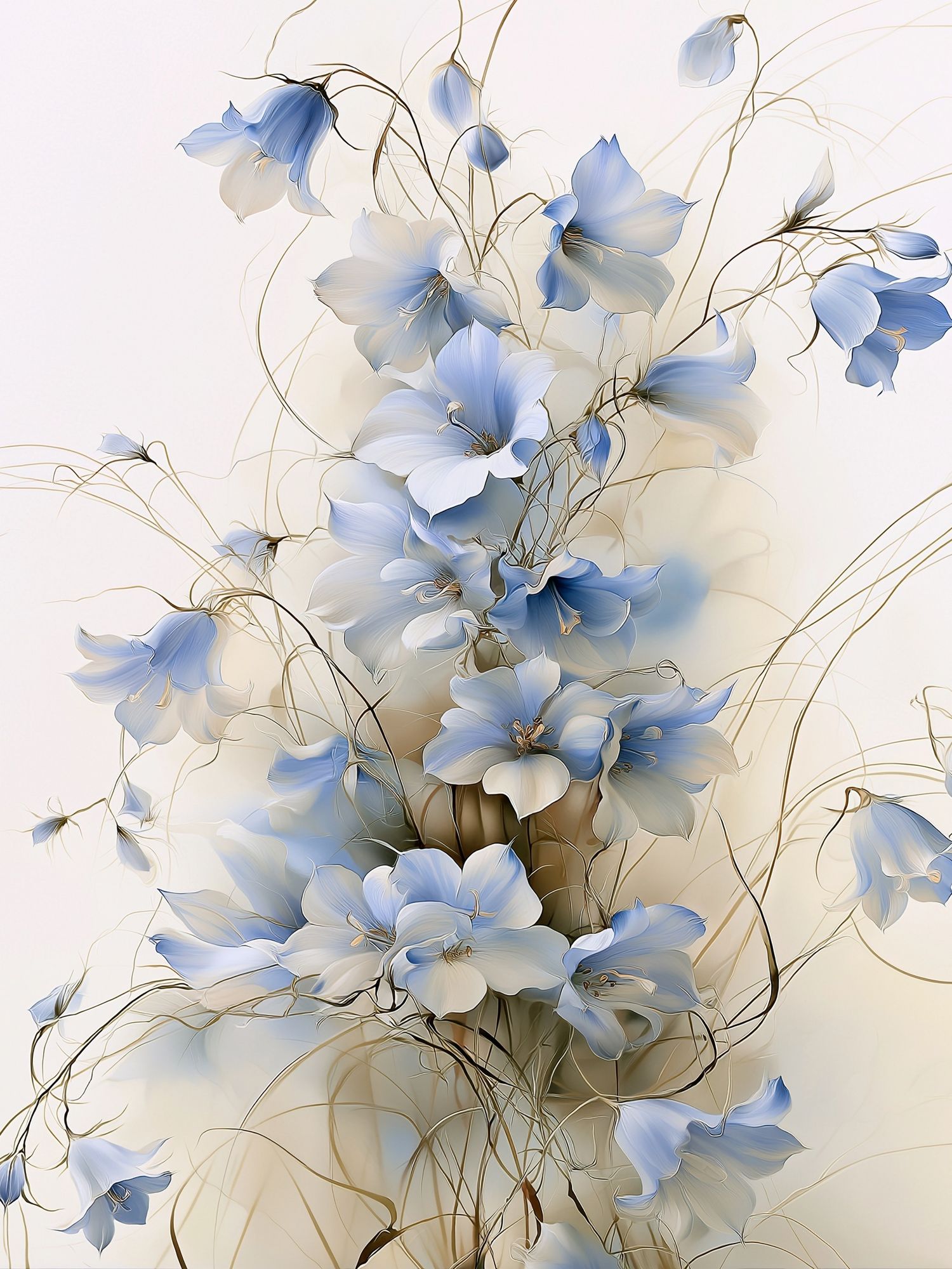 Blue Floral Elegance Illustration Poster. poster — illustration art