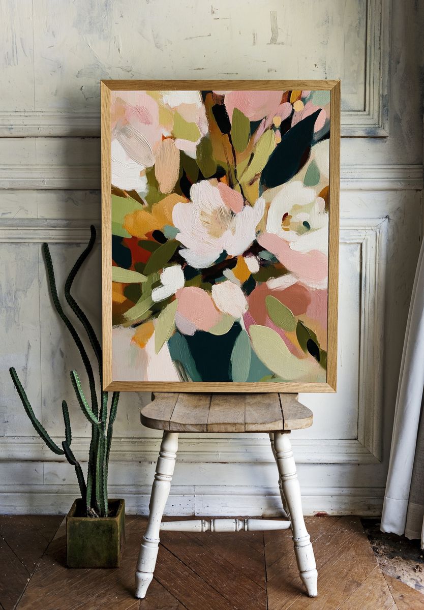 Abstract Floral Bouquet Print room preview