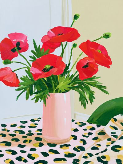 Red Poppy Bouquet Illustration Poster. poster