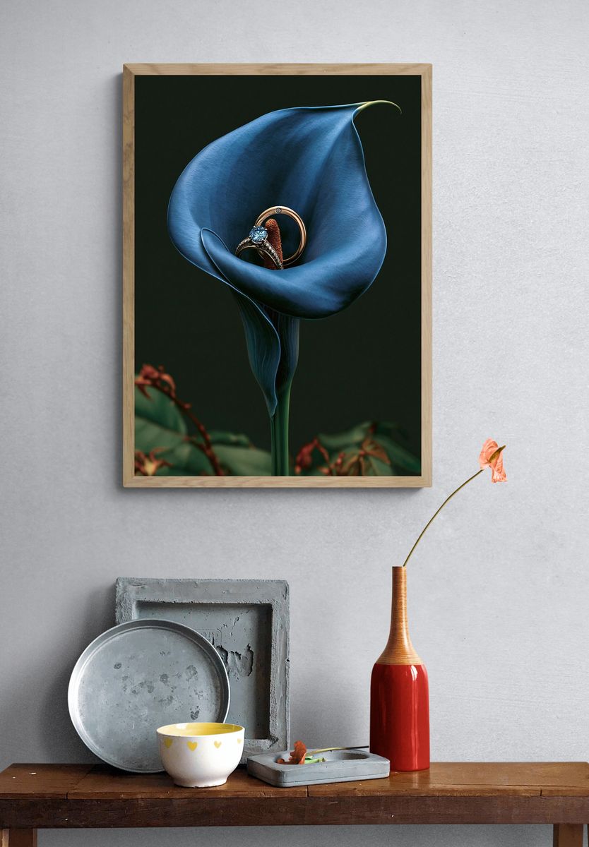 Blue Calla Lily Jewelry Print. — room view 3