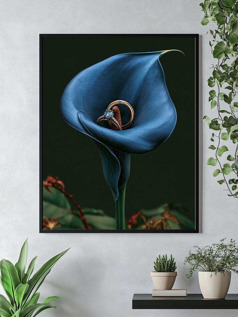 Blue Calla Lily Jewelry Print. — room view 4