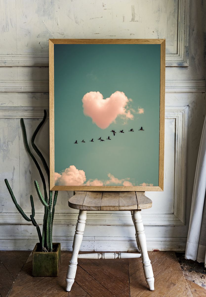 Birds in Flight — Love Cloud Poster. — room view 1