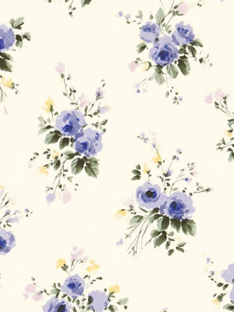 Blue Floral Watercolor Pattern Poster. poster detail