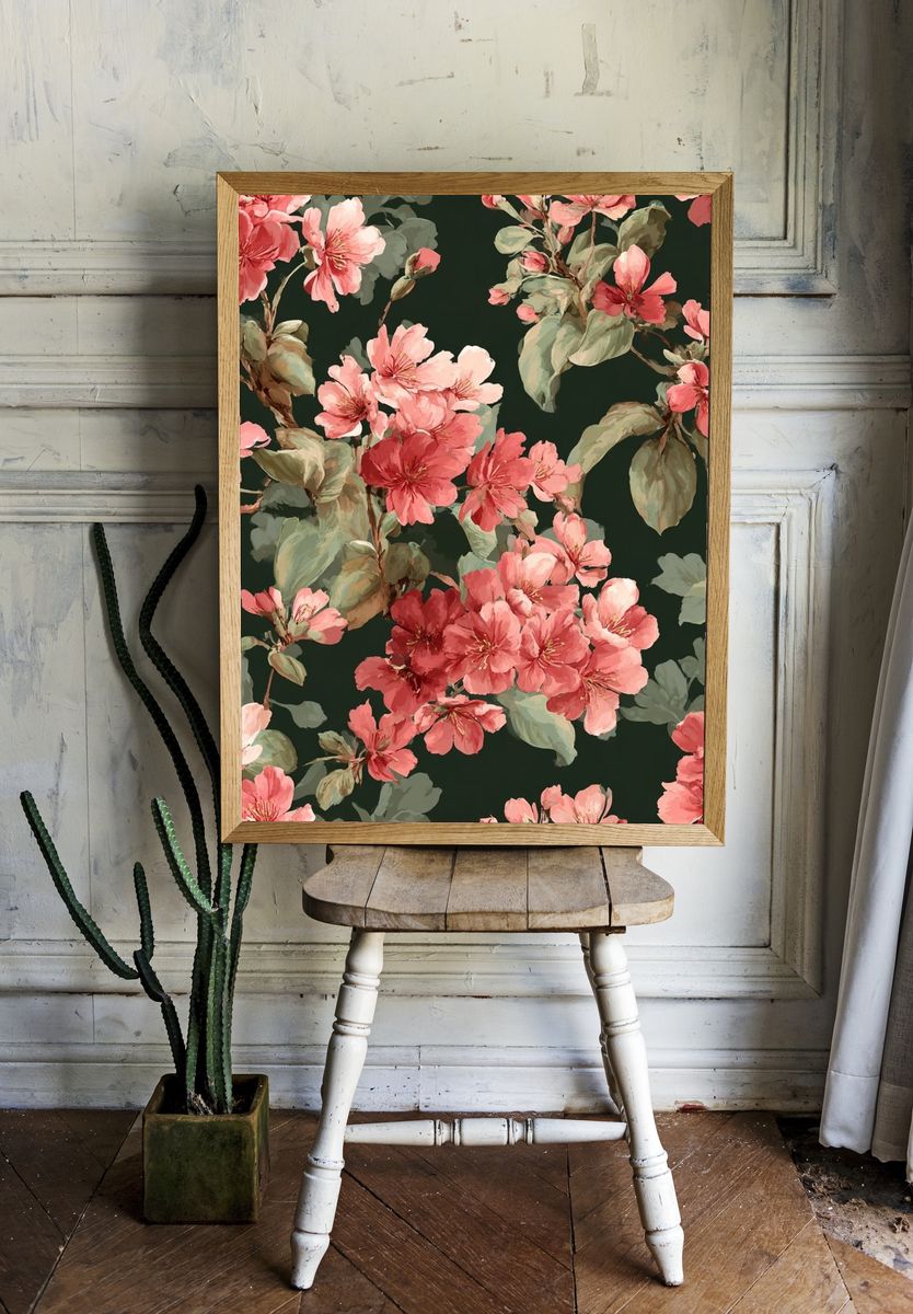 Blossoming Floral Pattern — Botanical Print. room preview