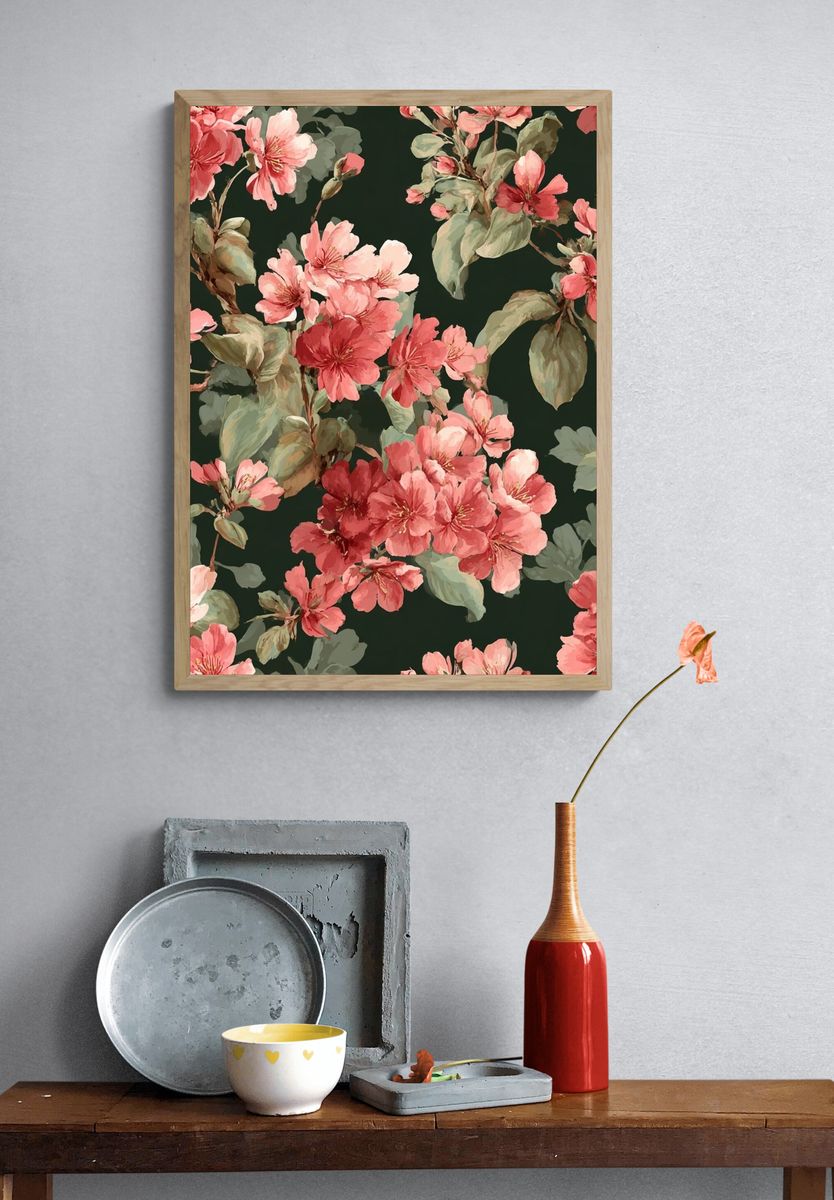 Blossoming Floral Pattern — Botanical Print. — room view 3