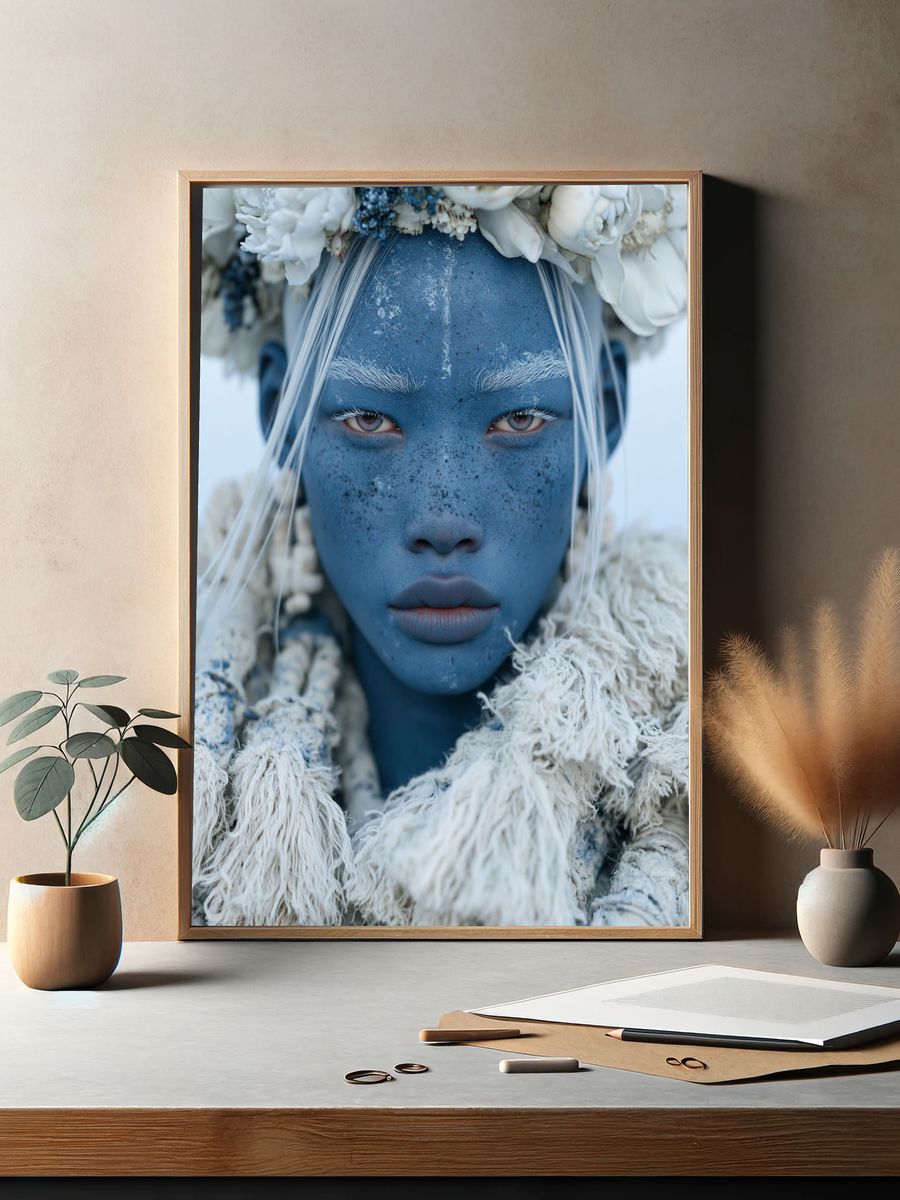 Blue Face Portrait Photography Poster. — room view 2