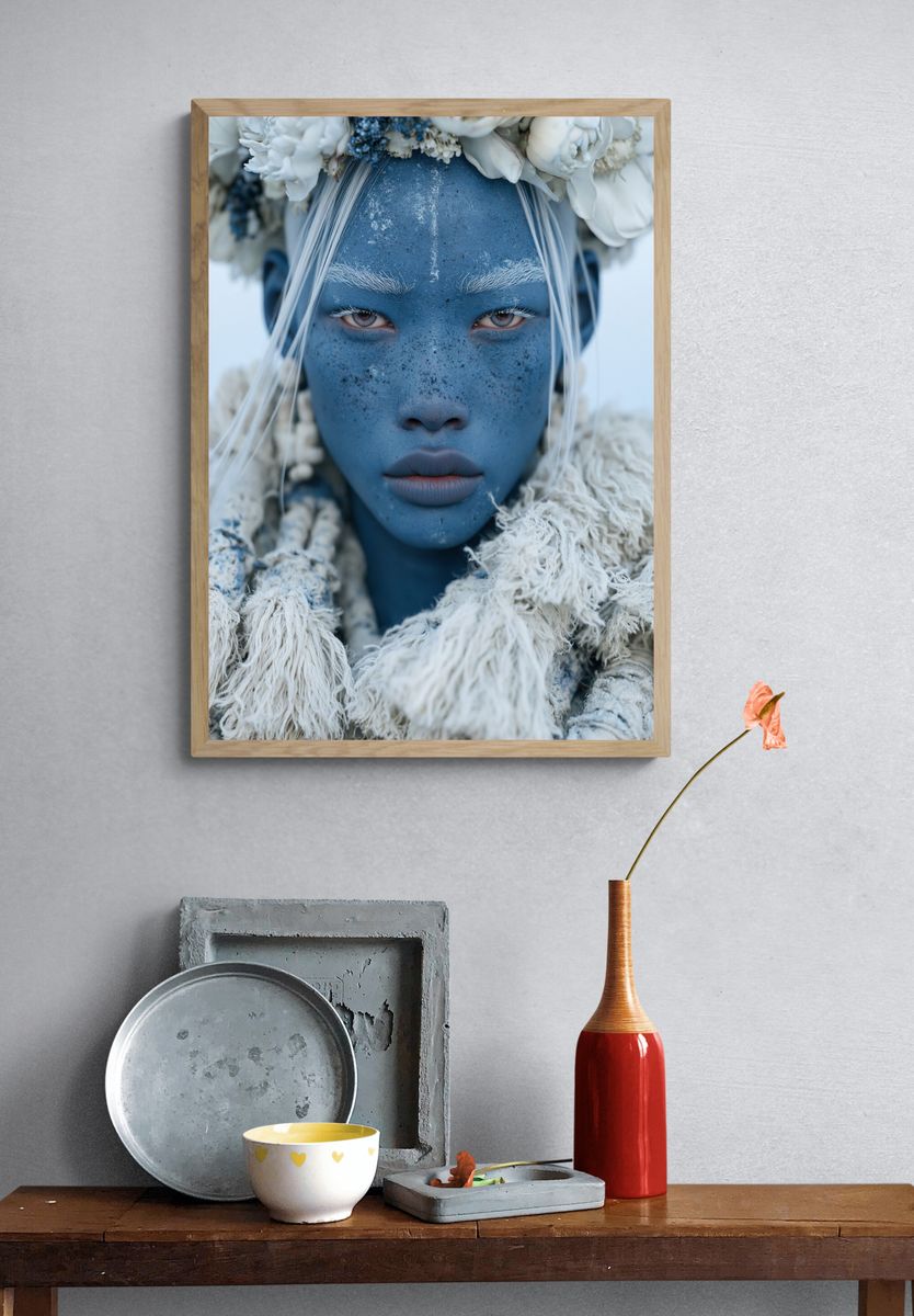 Blue Face Portrait Photography Poster. — room view 3