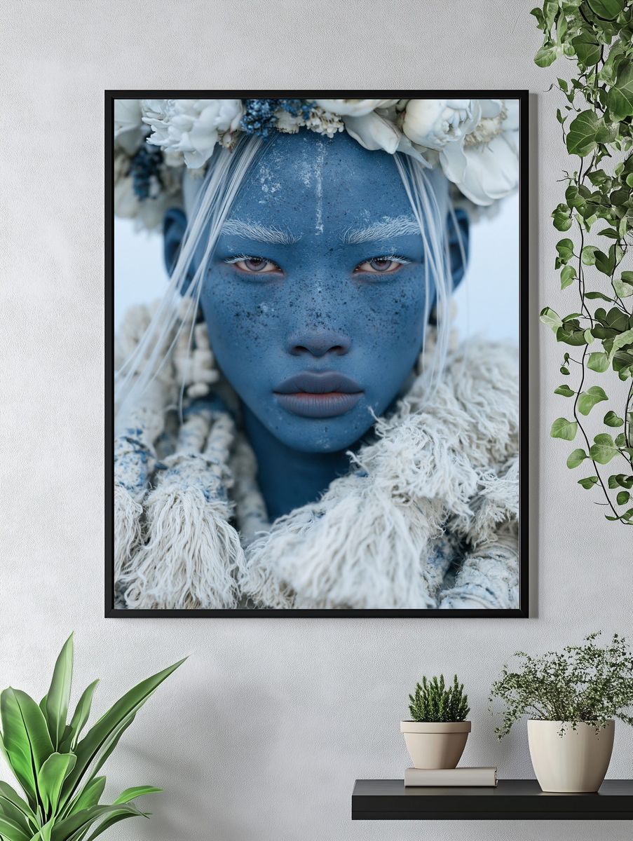 Blue Face Portrait Photography Poster. — room view 4