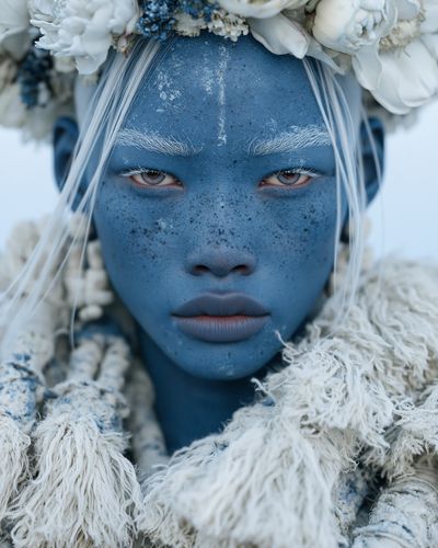 Blue Face Portrait Photography Poster.