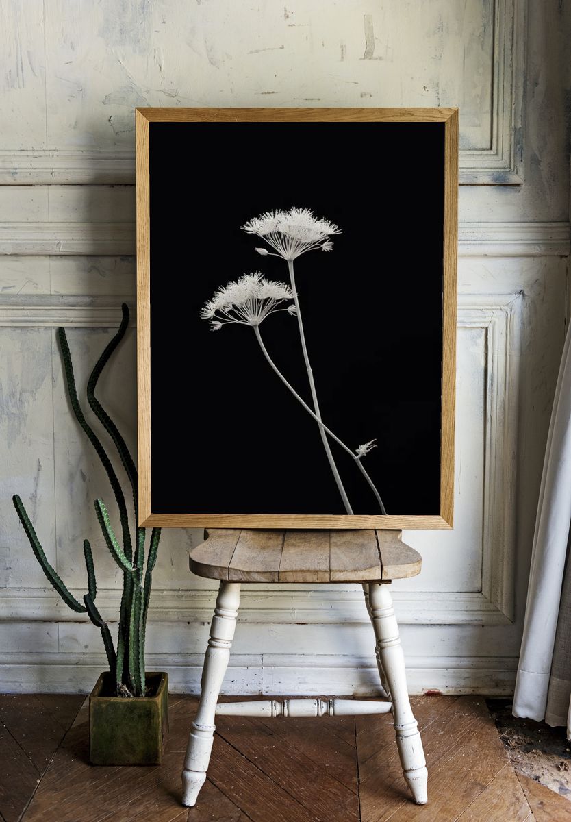 White Floral Silhouette — Minimalist Print room preview