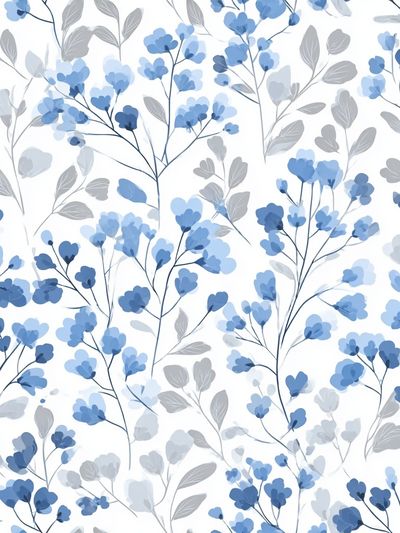 Blue Floral Watercolor Print. poster