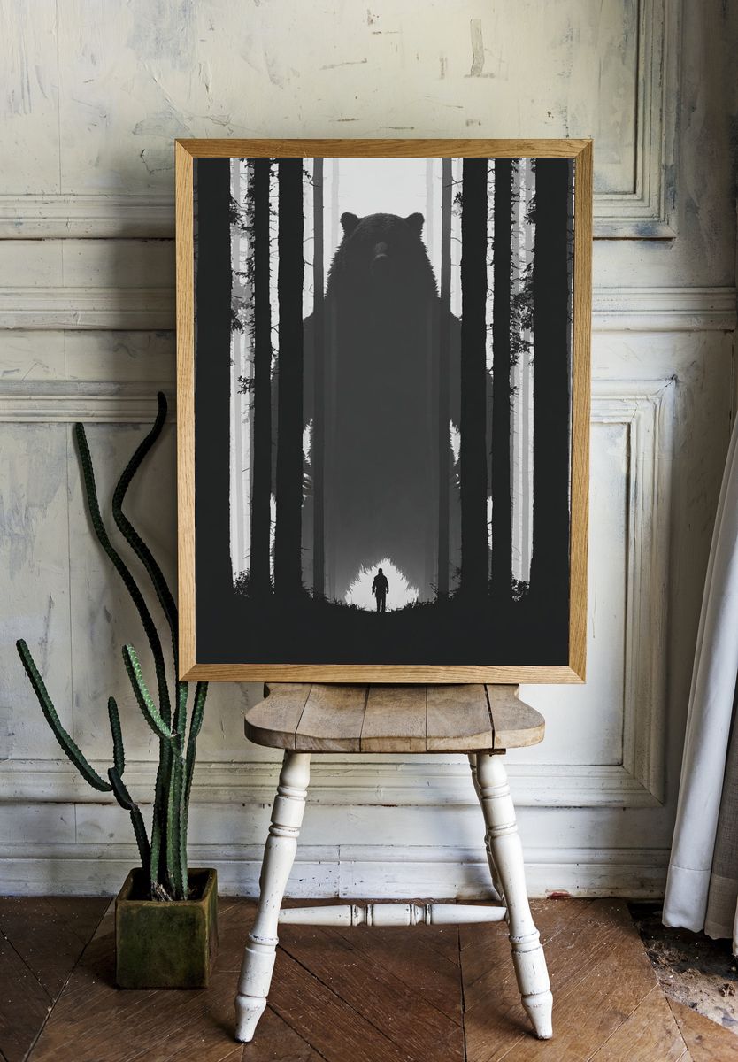 Mysterious Bear in the Forest — Fine Art Print room preview