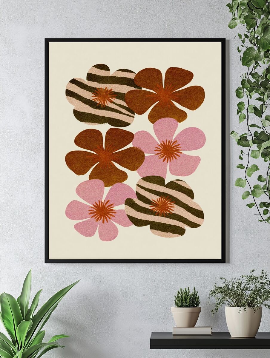 Abstract Floral Pattern Poster. — room view 4