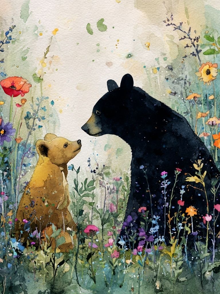 Bear Family — Watercolor Print. poster — animals art