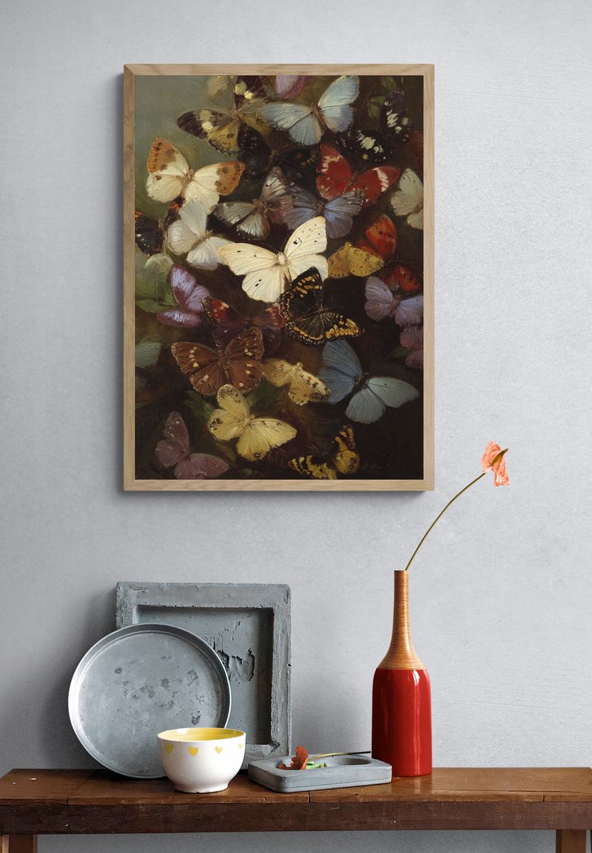 Colorful Butterflies — Fine Art Print. — room view 3