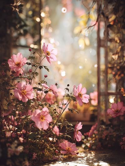 Blooming Pink Flowers — Botanical Print. poster print