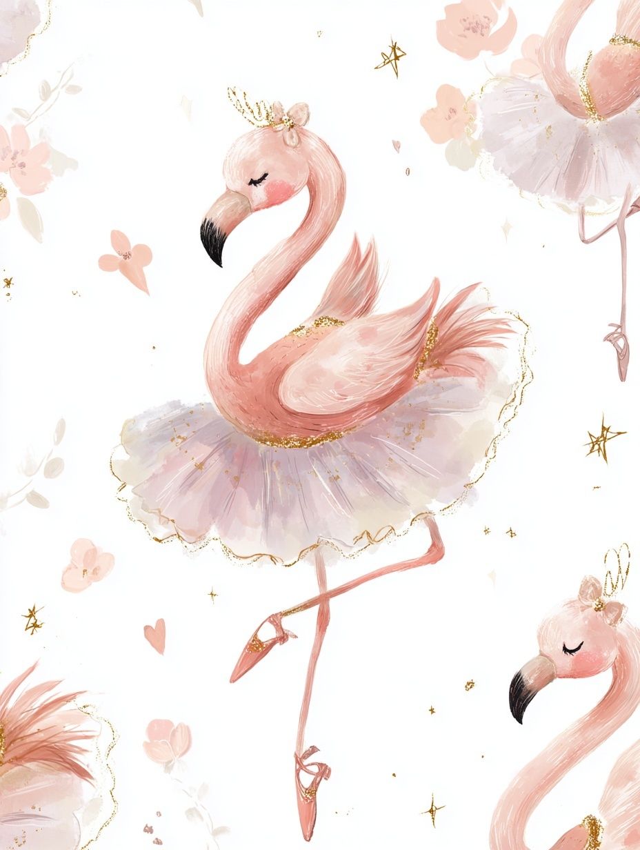 Ballet Flamingo Illustration Poster. poster detail