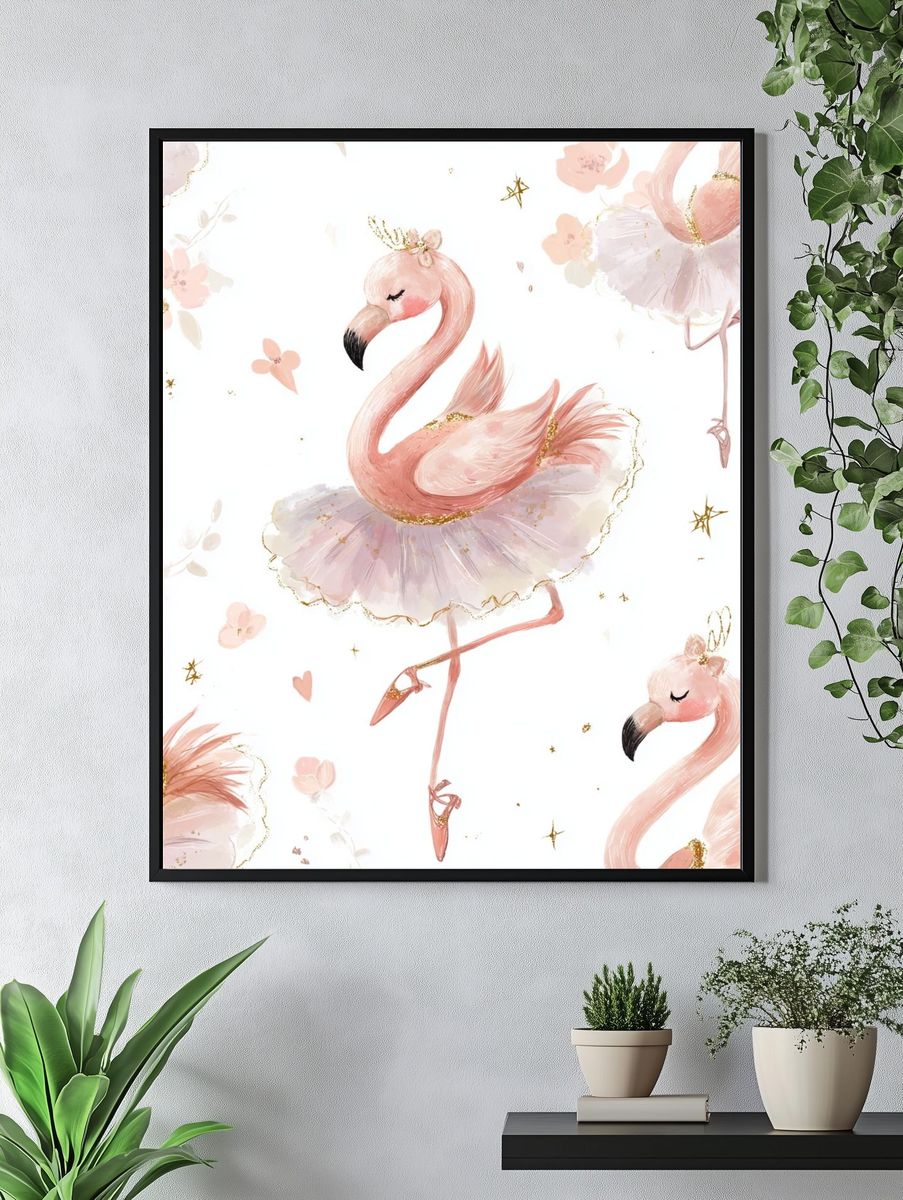 Ballet Flamingo Illustration Poster. — room view 4