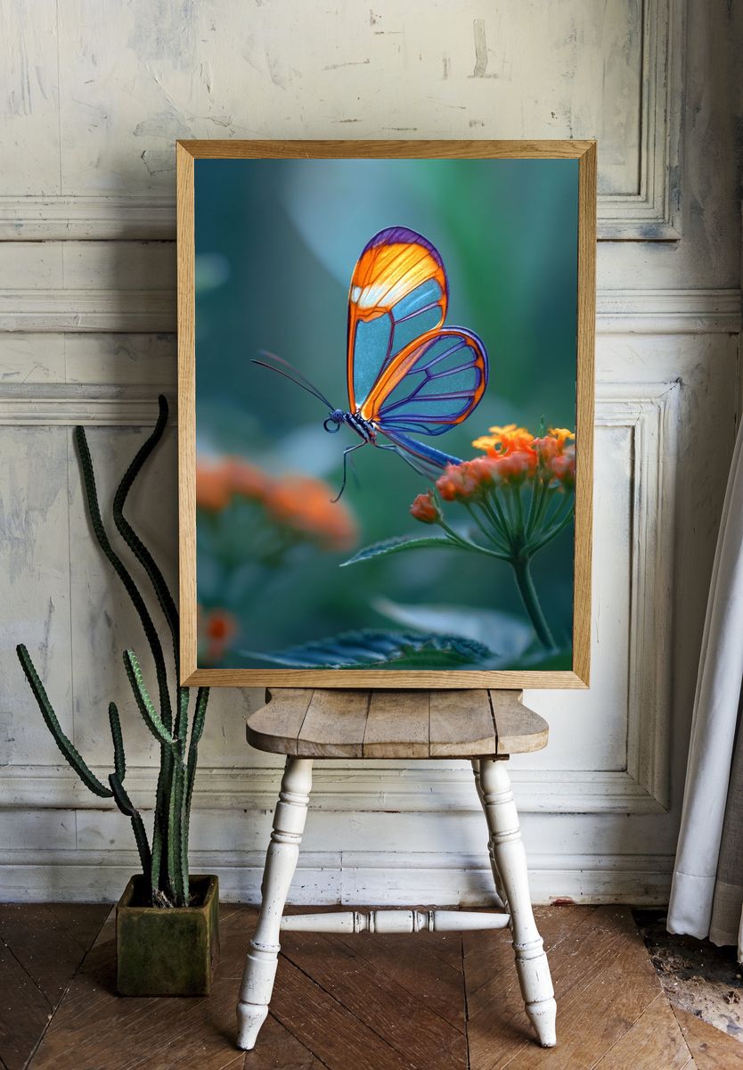 Glasswing Butterfly — Nature Print. — room view 1
