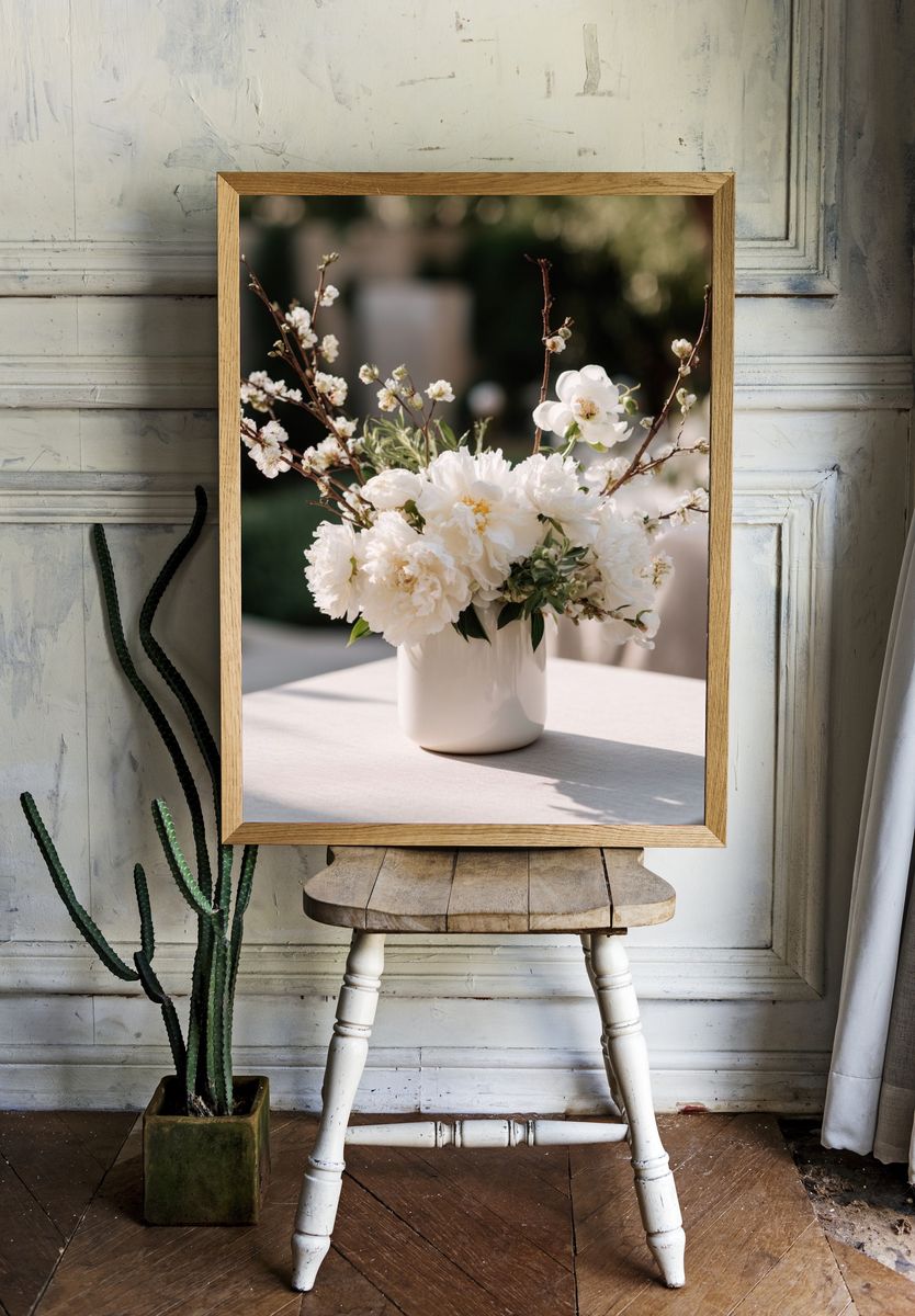 Elegant White Floral Arrangement — Botanical Print room preview