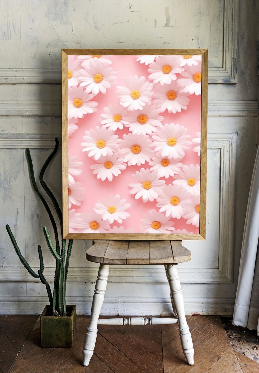 Daisy Floral Pattern Poster room preview