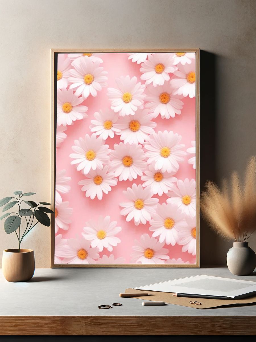 Daisy Floral Pattern Poster. — room view 2