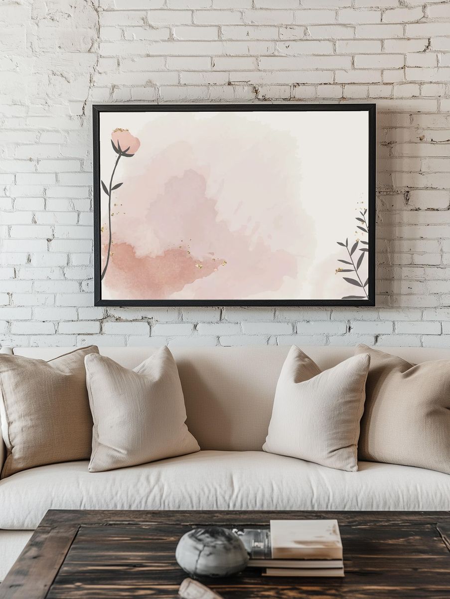 Blush Floral Watercolor Poster. room preview