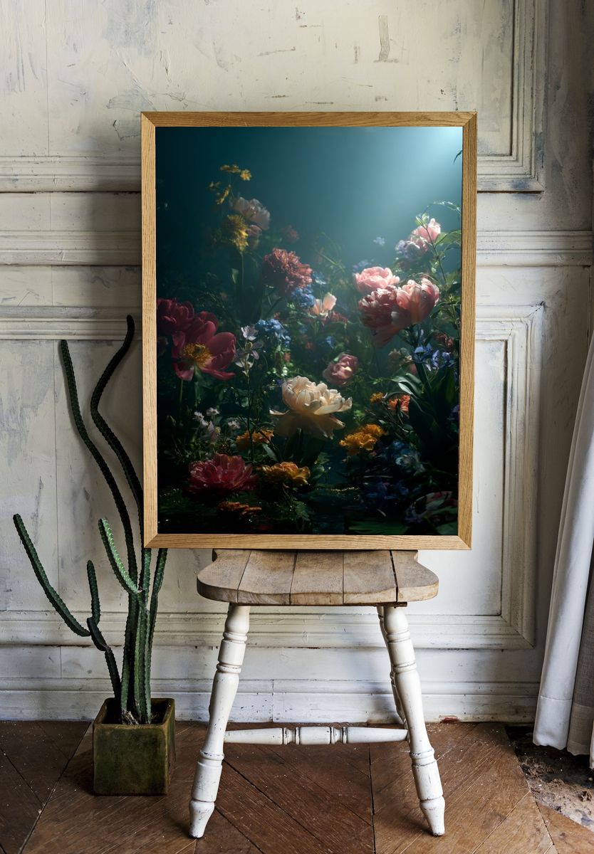Underwater Floral Fantasy Poster room preview