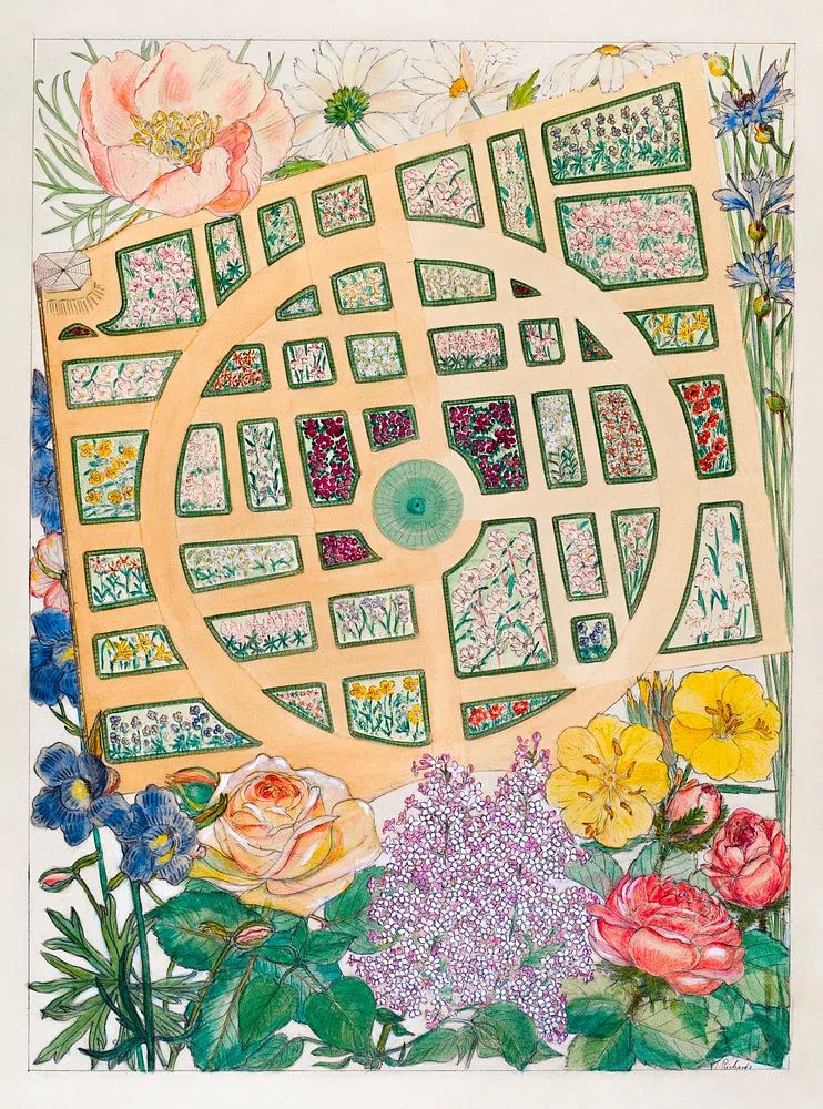 Botanical Garden Plan — Watercolor Print. poster detail
