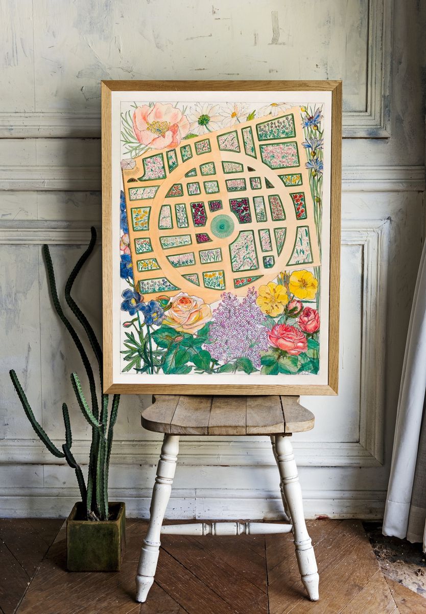 Botanical Garden Plan — Watercolor Print. room preview