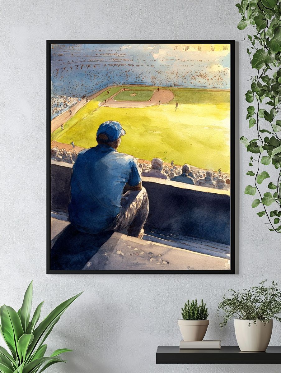 Baseball Game Watercolor Poster. — room view 4