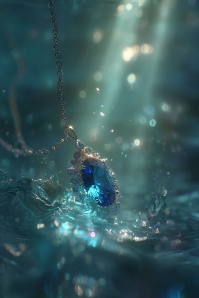 Blue Gemstone in Water — Photography Print. poster