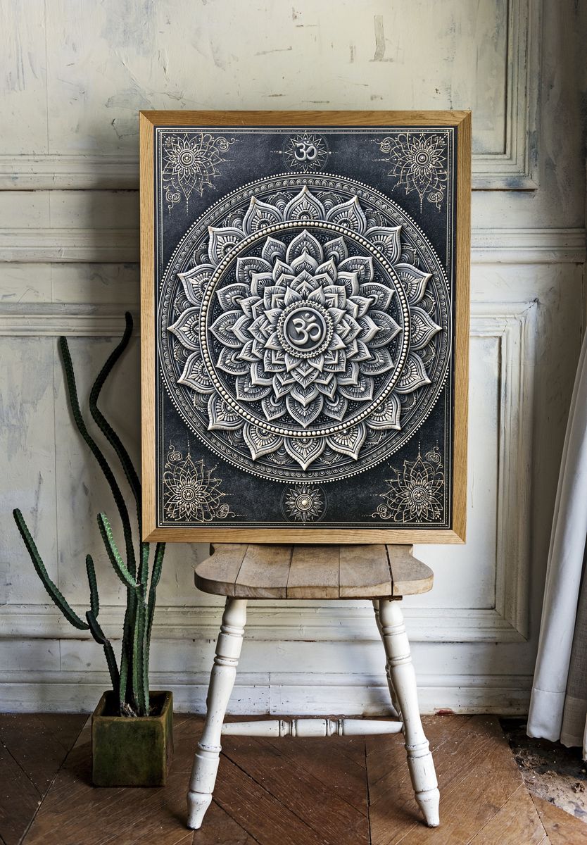 Om Mandala Bohemian Print. — room view 1