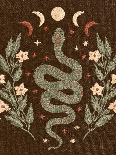 Celestial Snake Embroidery Print. poster