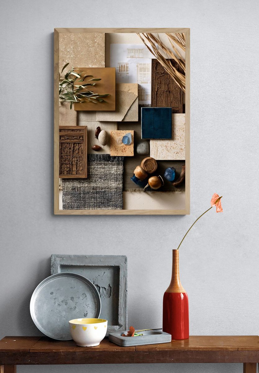 Boho Texture Collage Poster. — room view 3