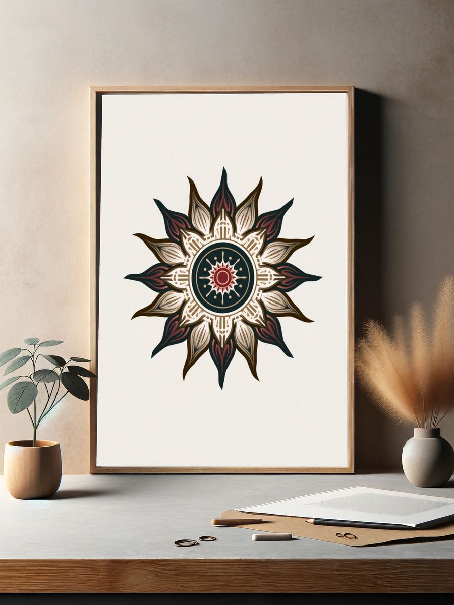 Mandala Sunburst Bohemian Poster. — room view 2