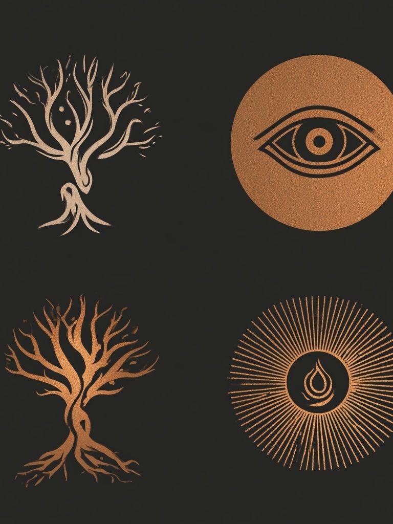 Mystic Tree Symbols Bohemian Print. poster — bohemian art