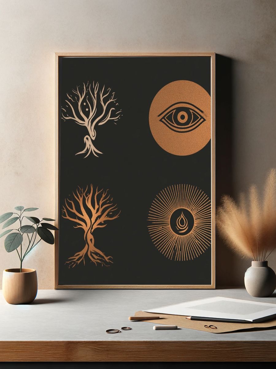 Mystic Tree Symbols Bohemian Print. — room view 2