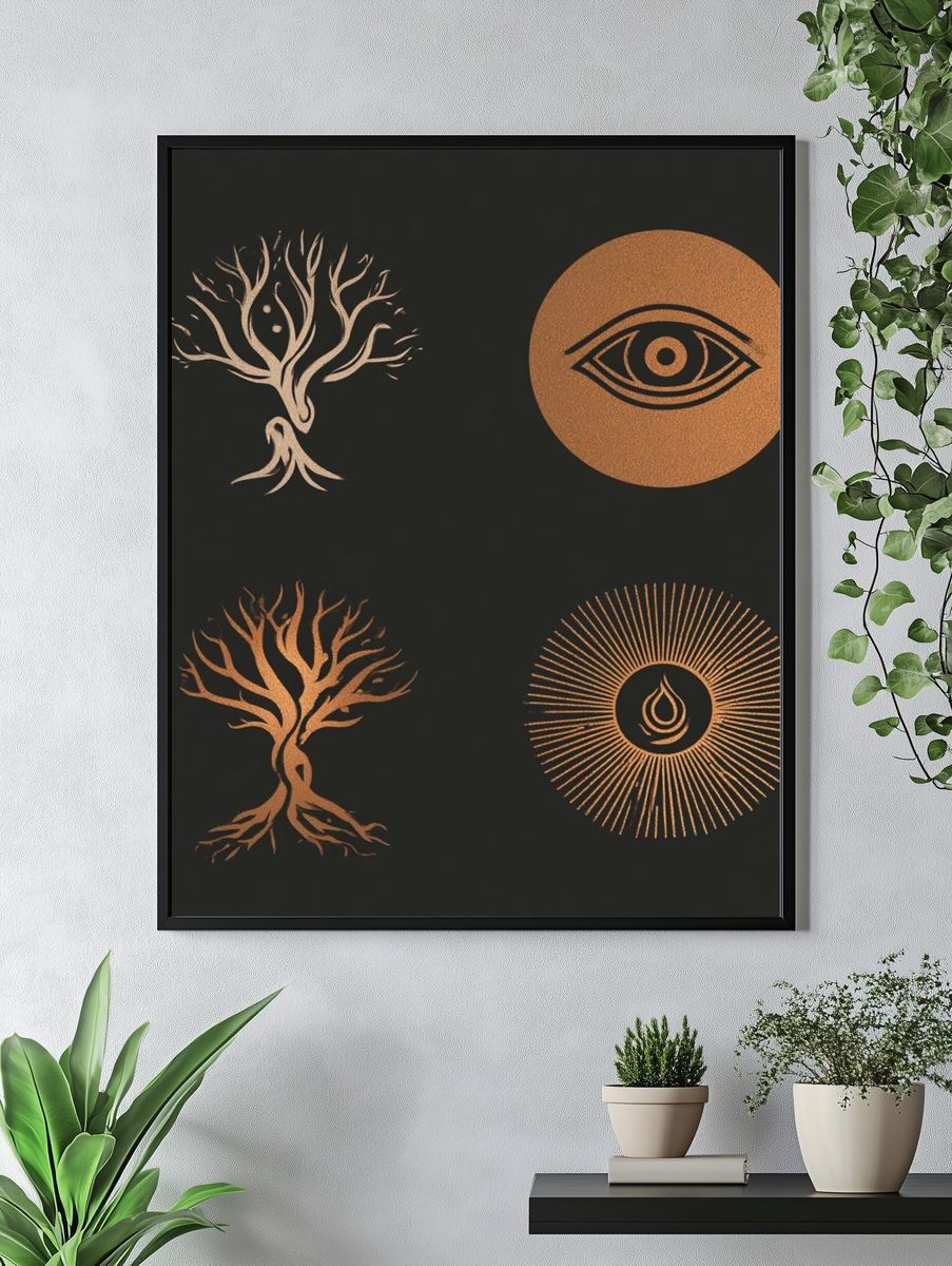 Mystic Tree Symbols Bohemian Print. — room view 4