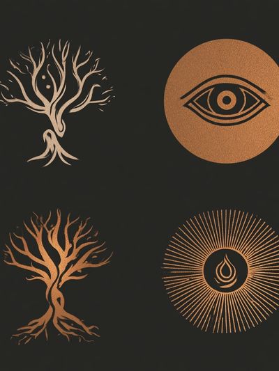 Mystic Tree Symbols Bohemian Print. poster