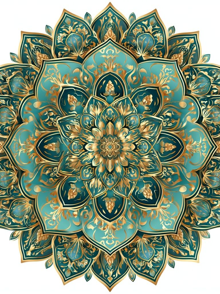 Teal Mandala Floral Poster. poster detail
